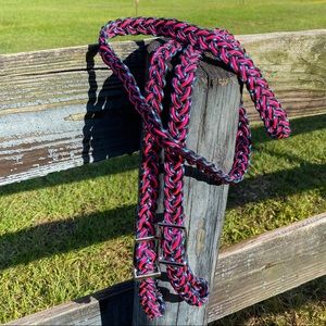 NEW - Neon Pink & Blue/Black Lightning 9 Strand 7’ Paracord Reins Pre-Shrunk